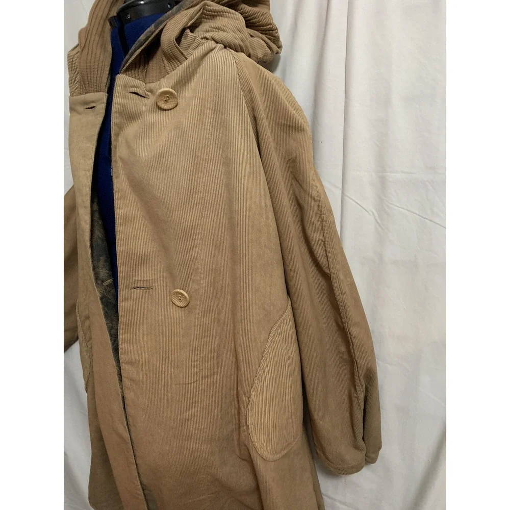 LINDI Women's Size Large Reversible Jacket‎ Coat Hooded Brown Animal Print